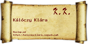 Kálóczy Klára névjegykártya