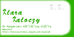 klara kaloczy business card